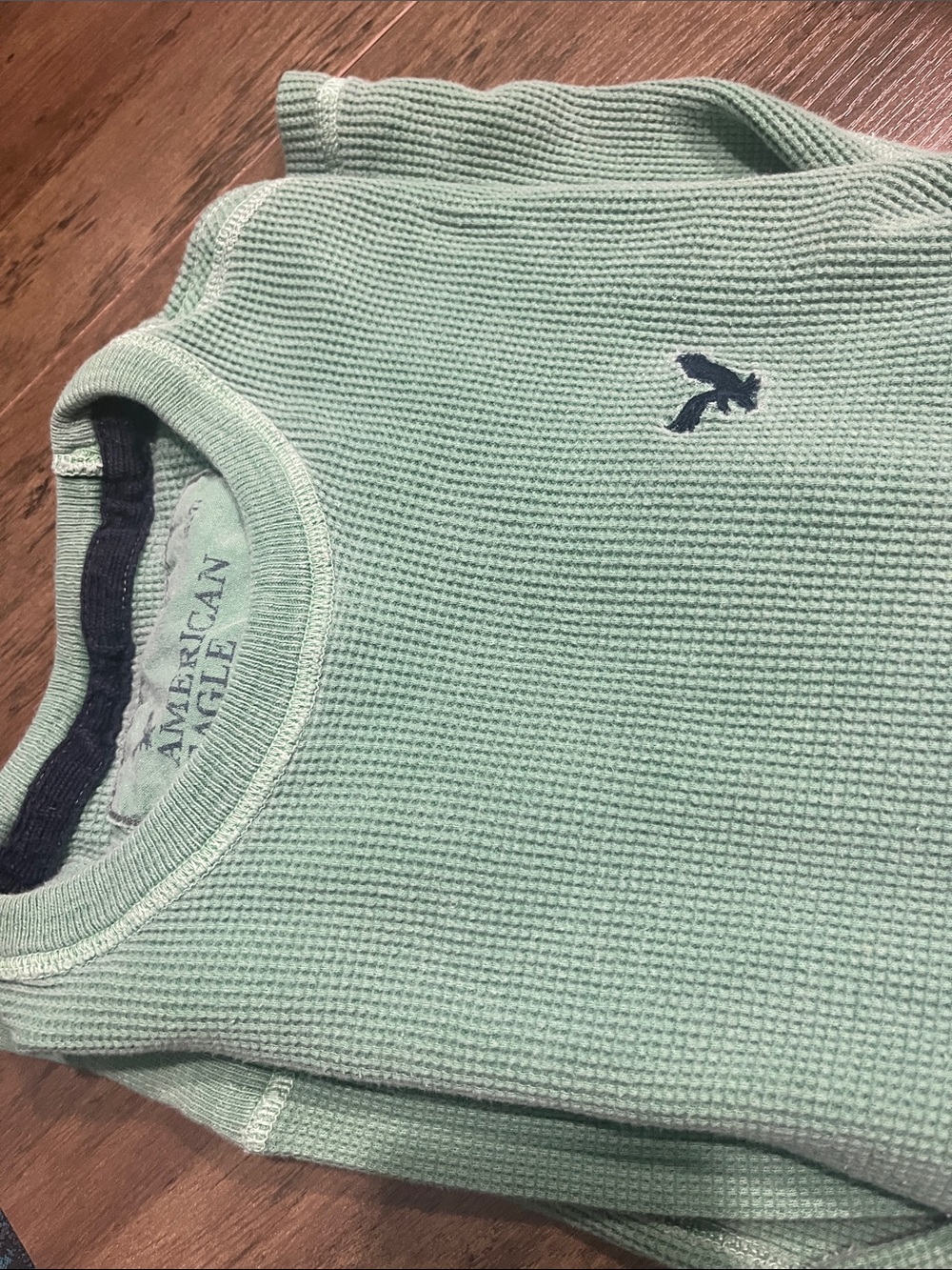 American Eagle Outfitters Men’s Mint Crewneck Waffle-Knit Sweater